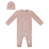 Whipped Cocoa Pink Embossed Velour Footie
