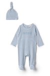 Fragile Blue Stripe Footie and Hat