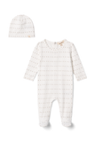 Lola Powder Blue Small Print Footie/Hat