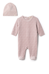 Lola Mauve Velour Cherry Footie and Hat