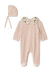 Lola Rose Cloud Velour Crochet Collar Footie and Bonnet