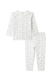 Lux Off White and Blue Leaf Cherry Pajama