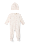 Lux Off White and Pink Leaf Cherry Footie/Hat
