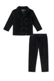 Seal Black Dotted Velour Pajama
