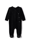 Seal Black Dotted Velour Footie