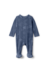 Whipped Cocoa Blue Embossed Star Footie