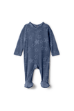 Whipped Cocoa Blue Embossed Star Footie