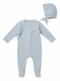 Fragile Blue/Off White Velour Wrap Footie and Beanie
