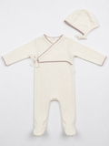 Fragile Off White/Petal Velour Wrap Footie and Beanie