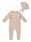 Fragile Primrose/Off White Velour Wrap Footie and Beanie
