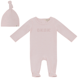 Fragile Light Pink Brush Stripe Footie/Hat