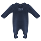 Whipped Cocoa Blue/Grey Rib Velour Bro Footie