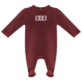 Whipped Cocoa Burgundy/Pink Rib Velour Sis Footie