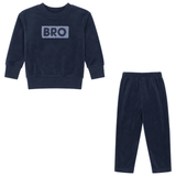 Whipped Cocoa Blue Grey Rib Velour Bro Pajamas
