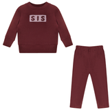Whipped Cocoa Burgundy/Pink Rib Velour Sis Pajamas