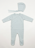 Bebe Bella Blue Wrap Knit Footie/Bonnet