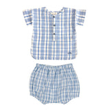 Louis Louise Blue Crepe Saul Shirt/Bloomer Set