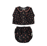 Piupiuchick Black Flower Collar Blouse/Shorties Set