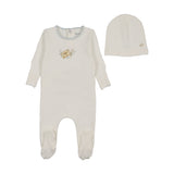 Bee & Dee White Boy Mail Flower Footie/Beanie