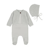 Bee & Dee Dusty Blue Intricate Footie/Bonnet