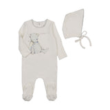Bee & Dee Chalk White Boy Cuddle Time Footie/Bonnet