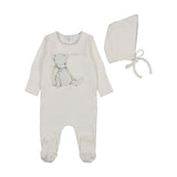 Bee & Dee Chalk White Boy Cuddle Time Footie/Bonnet
