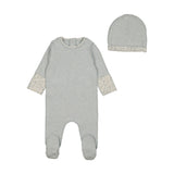 Bee & Dee Heather Blue Lemon Print Cuff Footie/Beanie