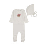Bee & Dee Chalk White Girl Crochet Basket Footie/Bonnet