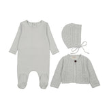 Bee & Dee Dusty Blue Intricate Footie/Bonnet