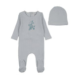 Bee & Dee Crisp Blue Carriage Sketch Footie/Beanie