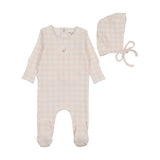 Bee & Dee Chalk White Girl Goose Plaid Footie/Bonnet