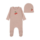 Bee & Dee Rose Bead Applique Footie/Bonnet