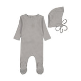 Bee & Dee Dusty Blue Bird Pointelle Footie and Bonnet