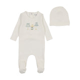 Bee & Dee Chalk White Shades of Baby Boys Footie/Beanie