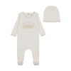 Bee & Dee Chalk White Storytime Boys Footie/Beanie