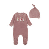 Bee & Dee Tea Rose Winter Geese Footie and Beanie