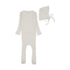 Bee & Dee Chalk White Dainty Rope Pointelle Footie and Bonnet