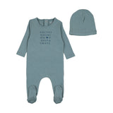 Bee & Dee Deep Marine I Love You Footie/Bonnet
