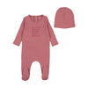 Bee & Dee Raspberry I Love You Footie/Bonnet
