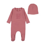 Bee & Dee Raspberry I Love You Footie/Bonnet
