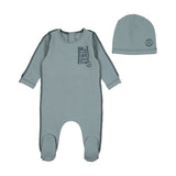 Bee & Dee Antique Blue Little Imprint Footie/Beanie