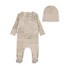 Bee & Dee Boys Organic Paper Print Footie/Beanie