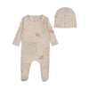 Bee & Dee Girls Organic Paper Print Footie/Beanie