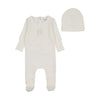 Bee & Dee Chalk White Classic Crest Boy Footie/Bonnet