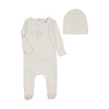 Bee & Dee Chalk White Classic Crest Boy Footie/Bonnet