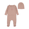 Bee & Dee Rose Classic Crest Footie/Bonnet