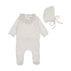 Bee & Dee Chalk White Whimsical Bloom Girl Footie/Bonnet