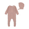 Bee & Dee Tea Rose Knit Patchwork Footie/Bonnet