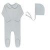 Ely & Co Blue Embroider Collar Footie and Bonnet