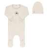 Ely's & Co Ivory Boy Garden Floral Center Footie/Beanie